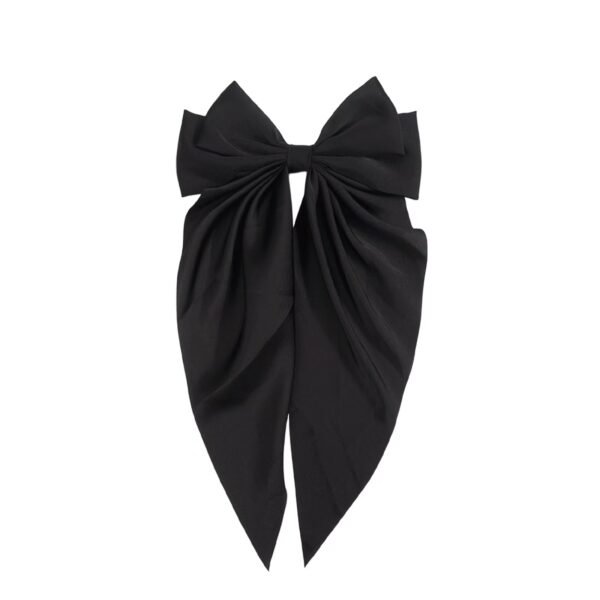 Barrette maxi nœud de papillon en satin couleur noir