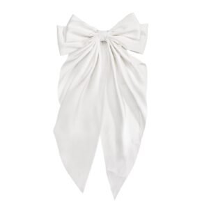 Barrette maxi nœud de papillon en satin couleur blanc