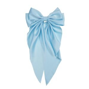 Barrette maxi nœud de papillon en satin couleur bleu ciel